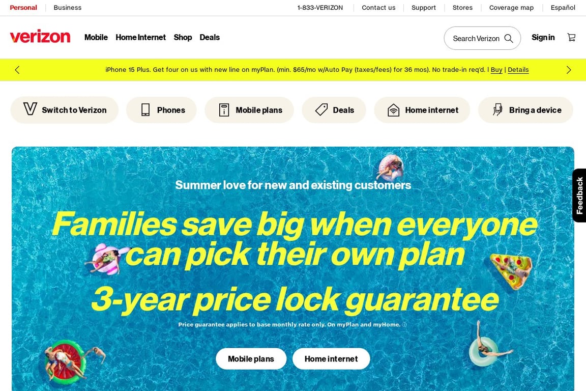 Verizon homepage