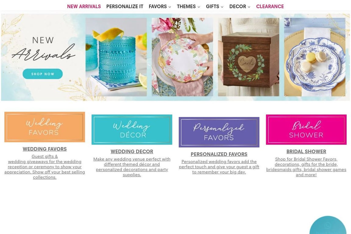 My Wedding Favors homepage