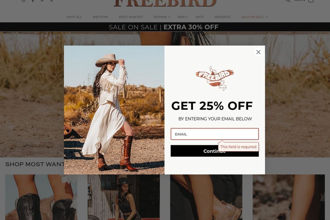 Freebird Stores homepage