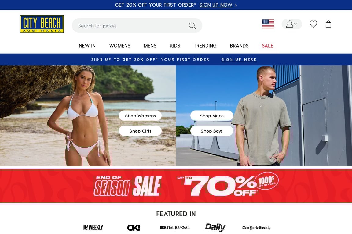 City Beach homepage