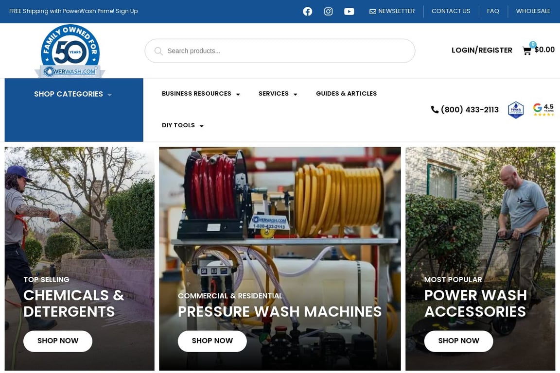 Powerwash.com homepage