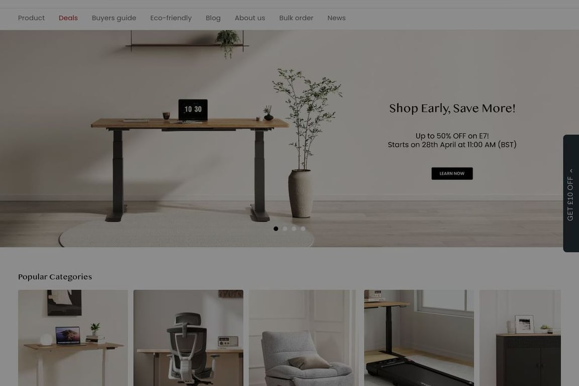 FlexiSpot UK homepage