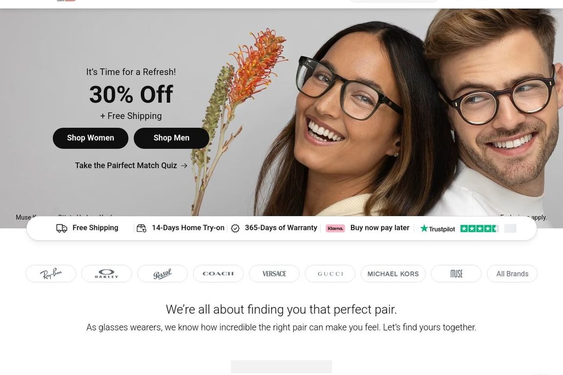 GlassesUSA.com homepage