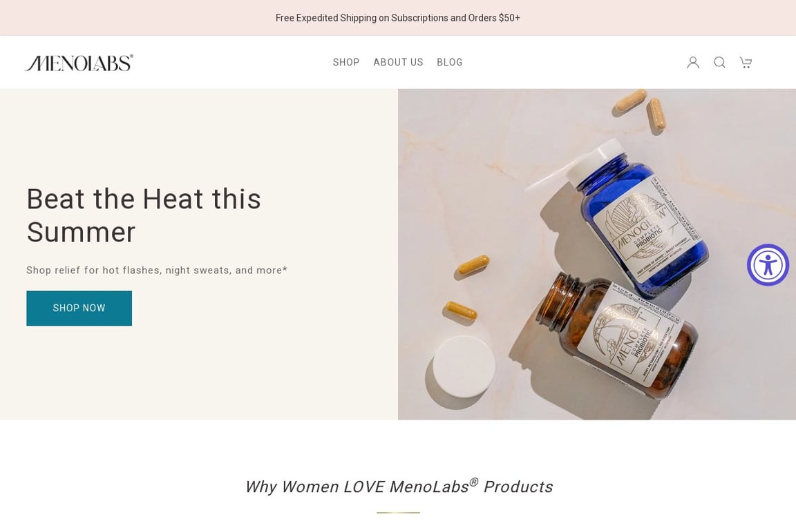 MenoLabs homepage