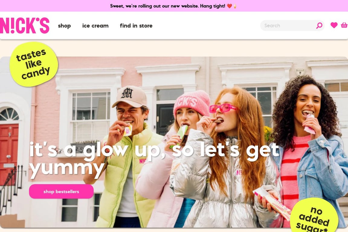 Nick’s Ice Creams homepage