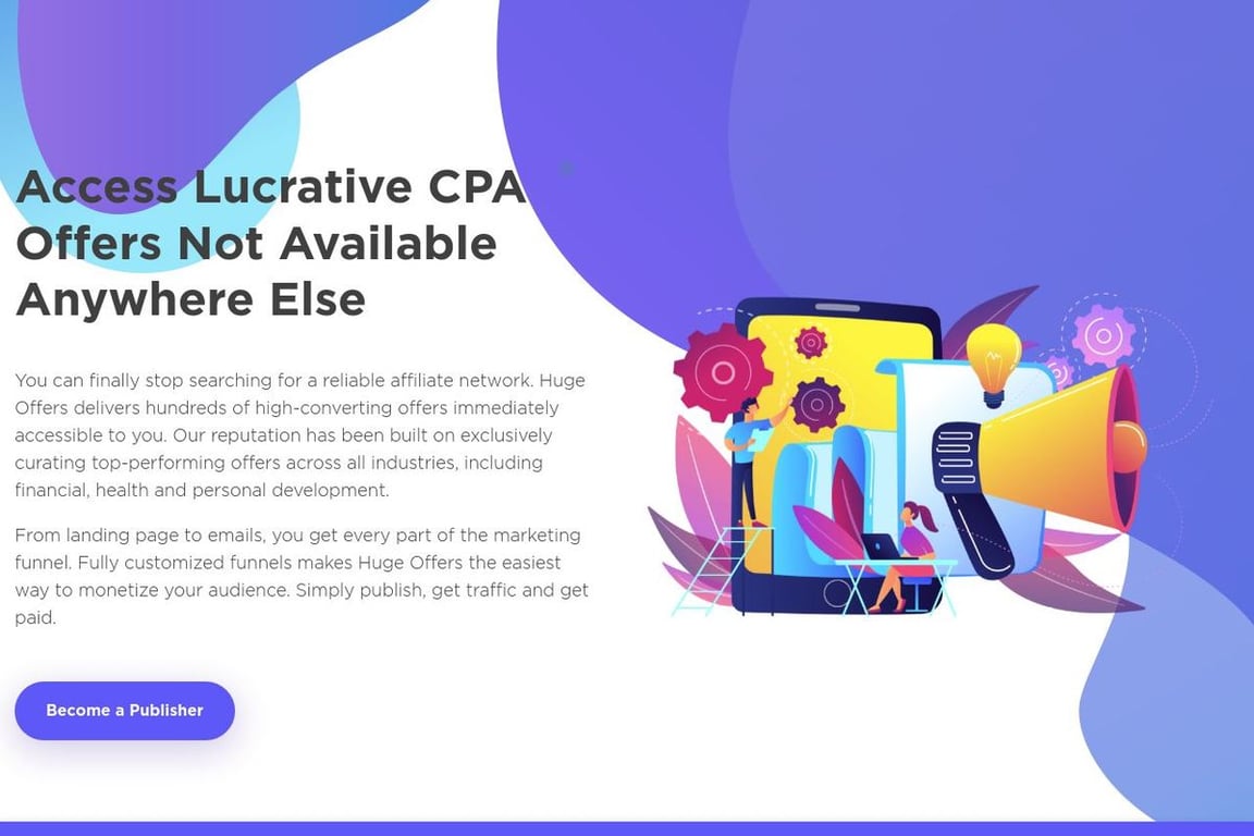 Huge Offers affiliate program signup page