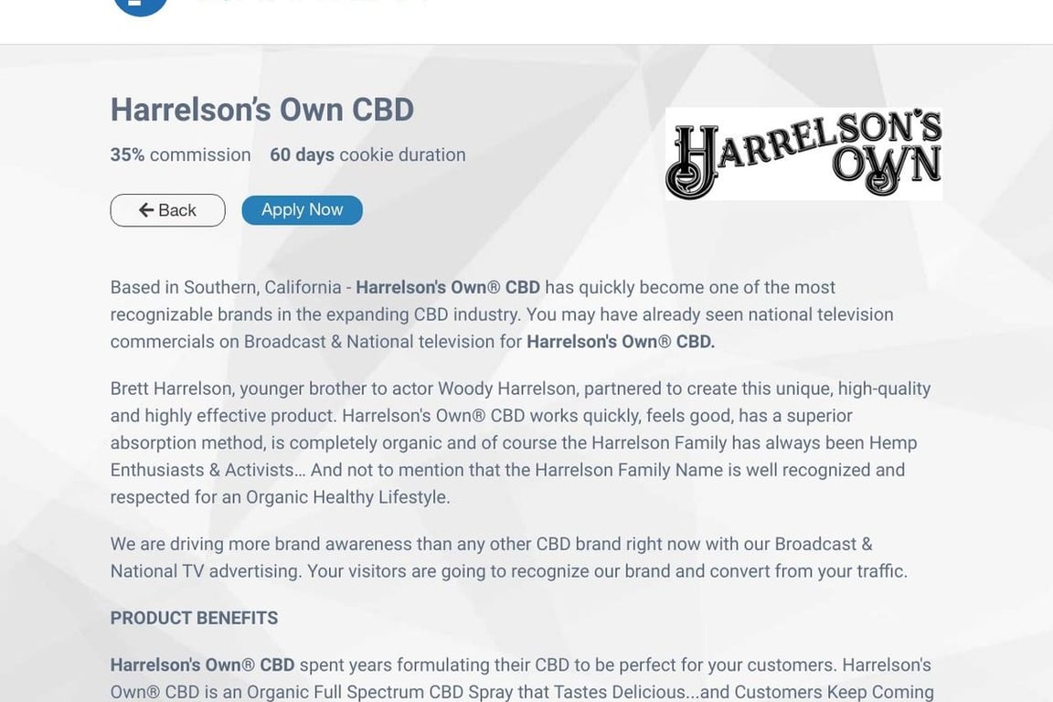 Harrelson's Own CBD Affiliate Program: Everything You Need to Know (2025)