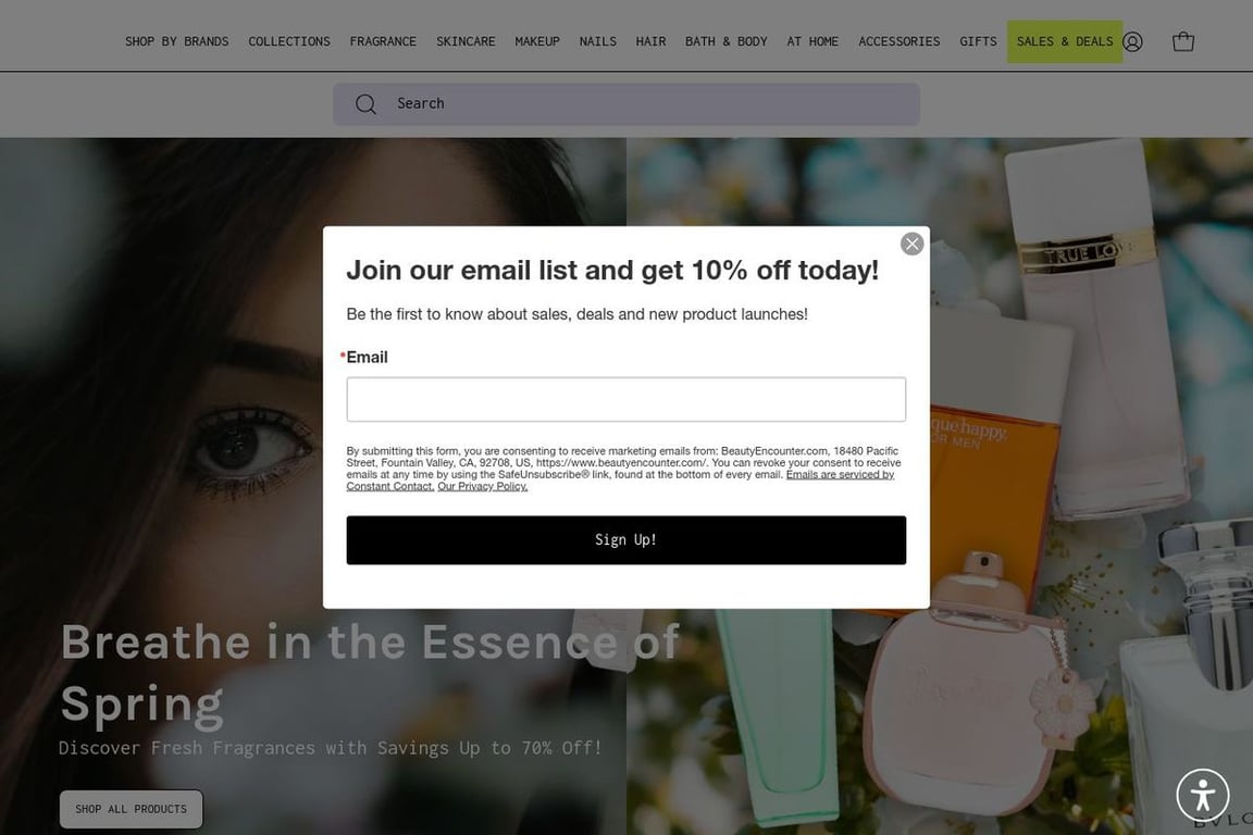 Beauty Encounter affiliate program signup page