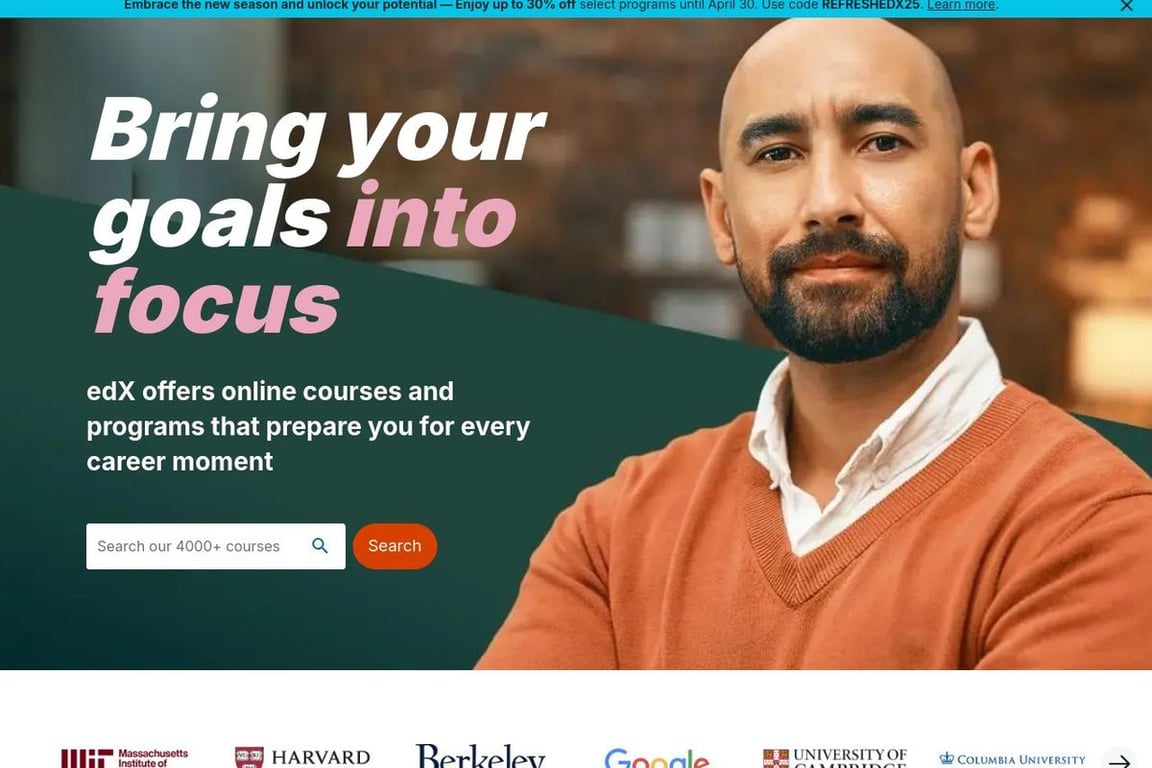 edX homepage