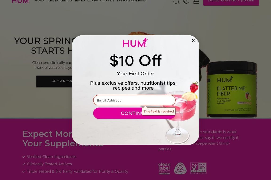 HUM Nutrition homepage