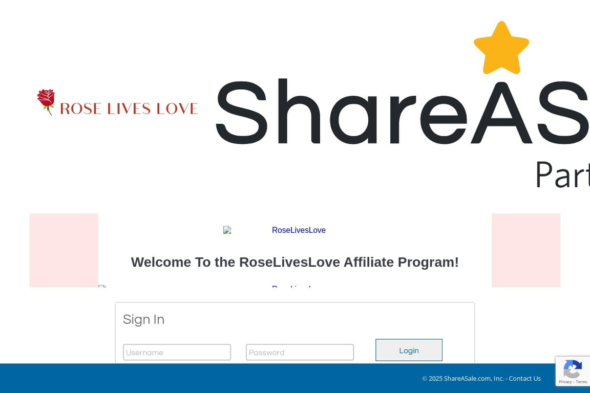 RoseLivesLove affiliate program signup page