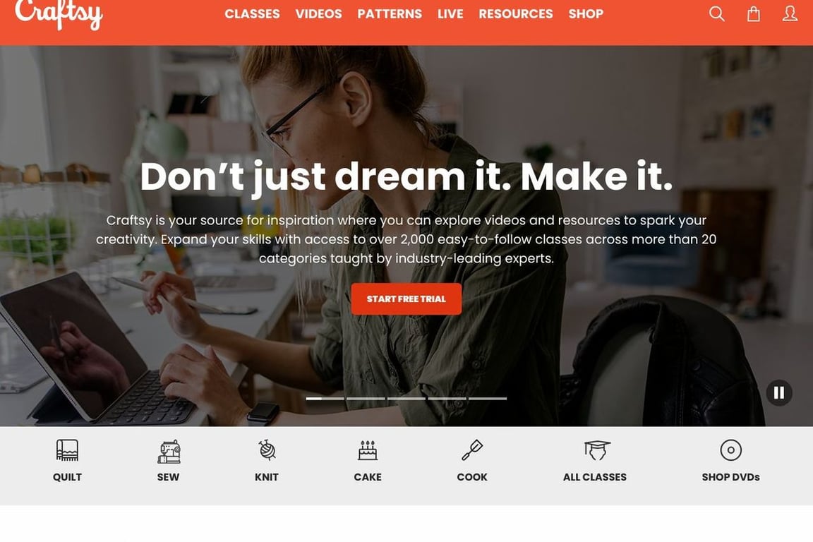 Craftsy homepage