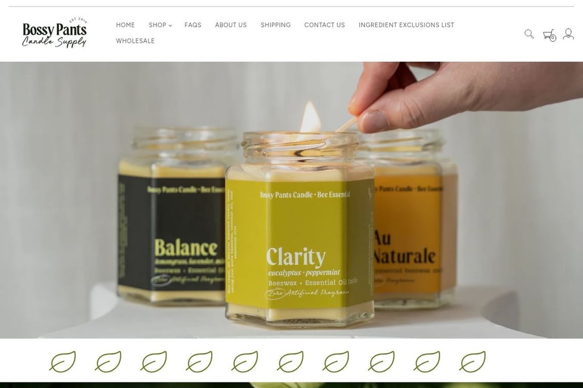Bossy Pants Candle homepage