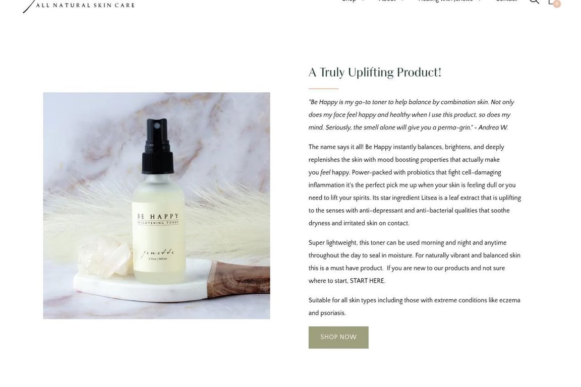 Jenette Skin Care homepage