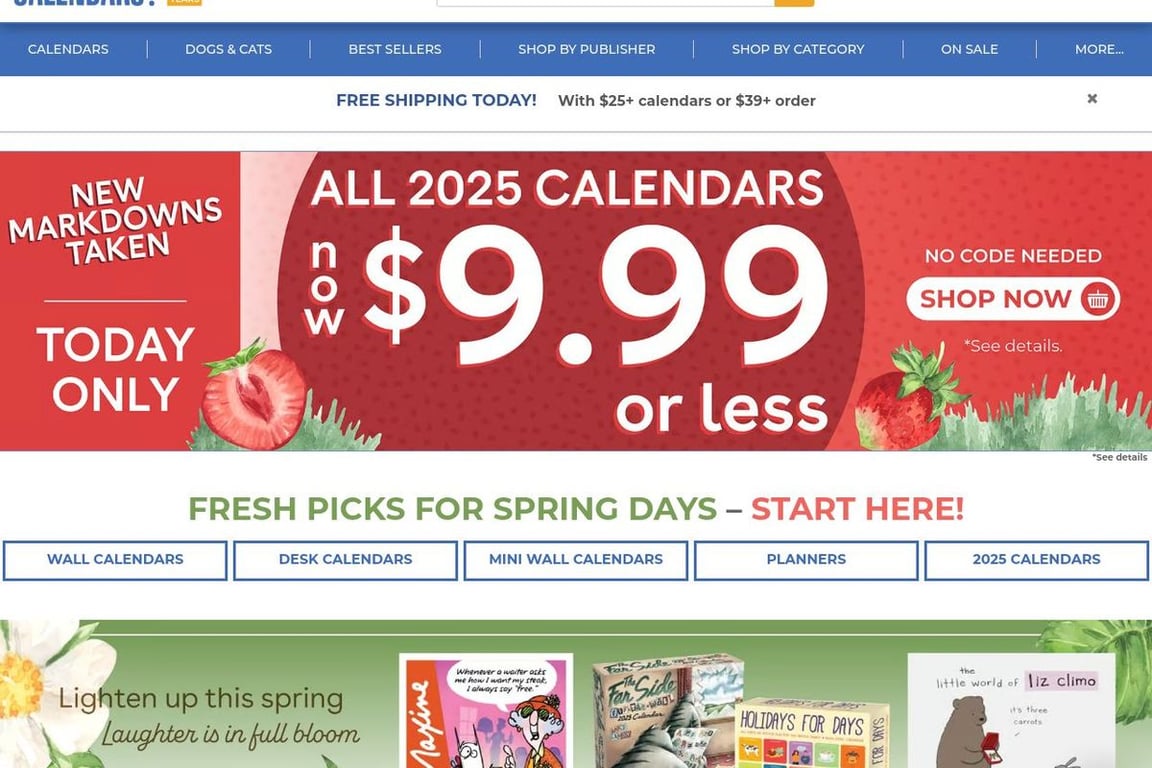 Calendars.com homepage