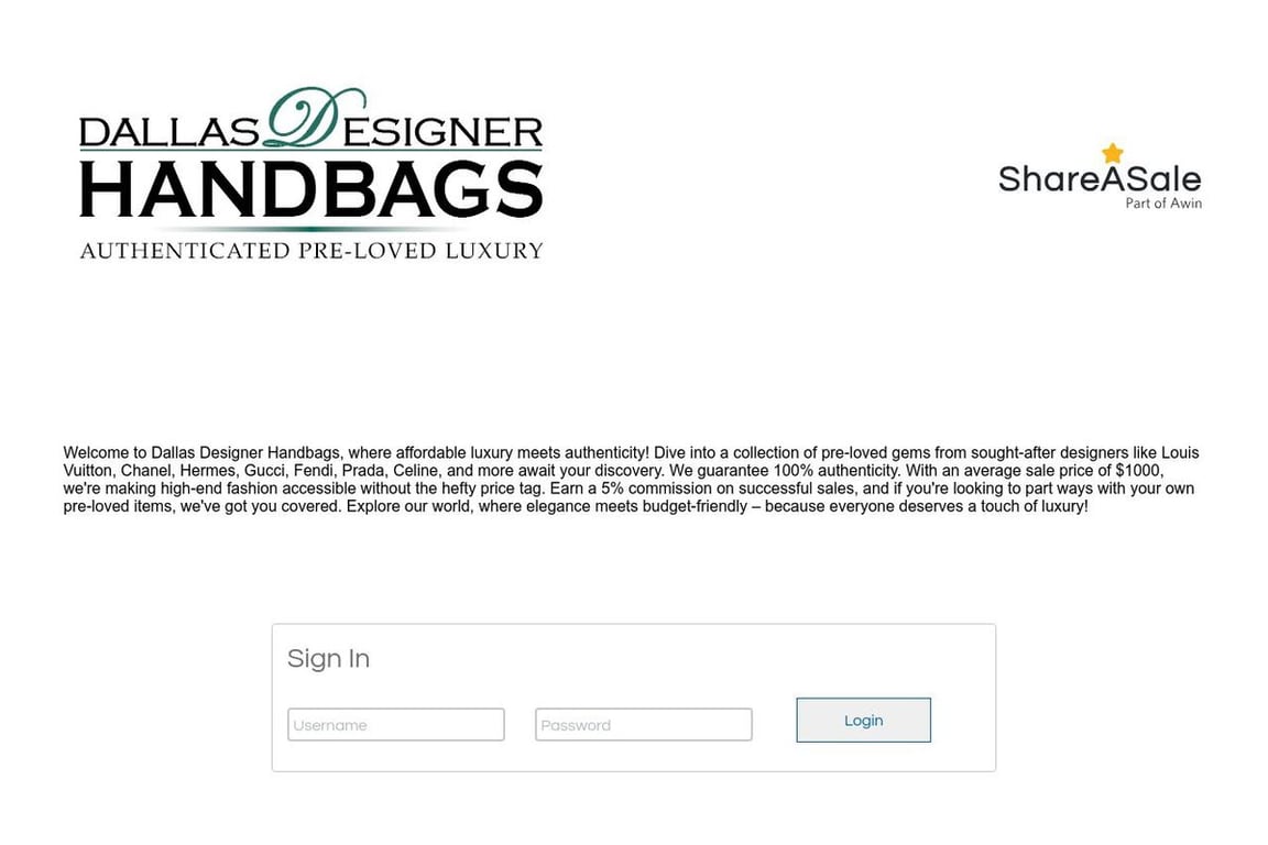 DallasDesignerHandbags affiliate program signup page