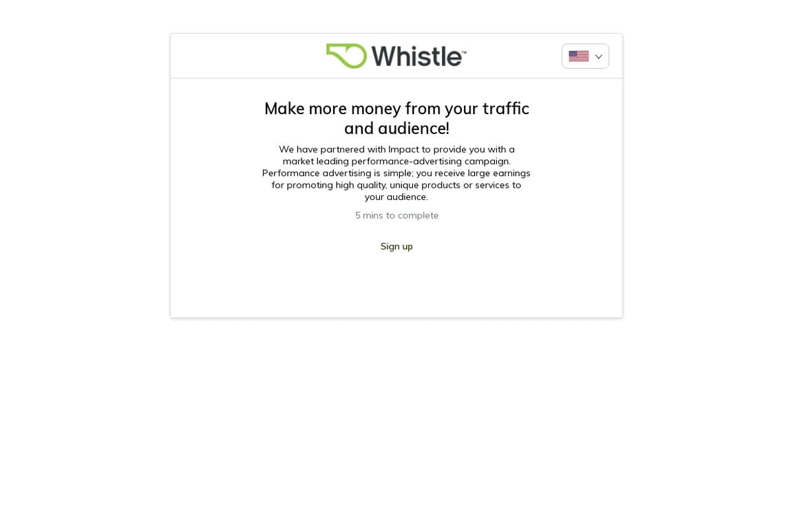 Whistle affiliate program signup page