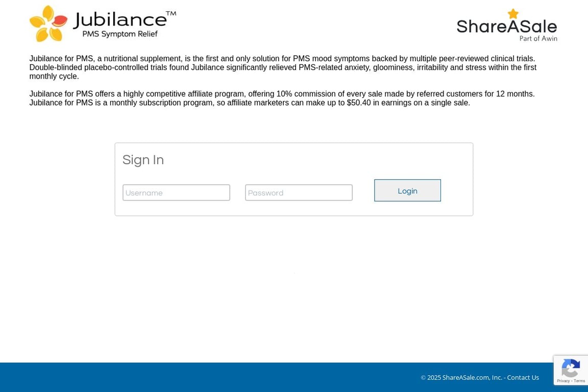 Jubilance affiliate program signup page