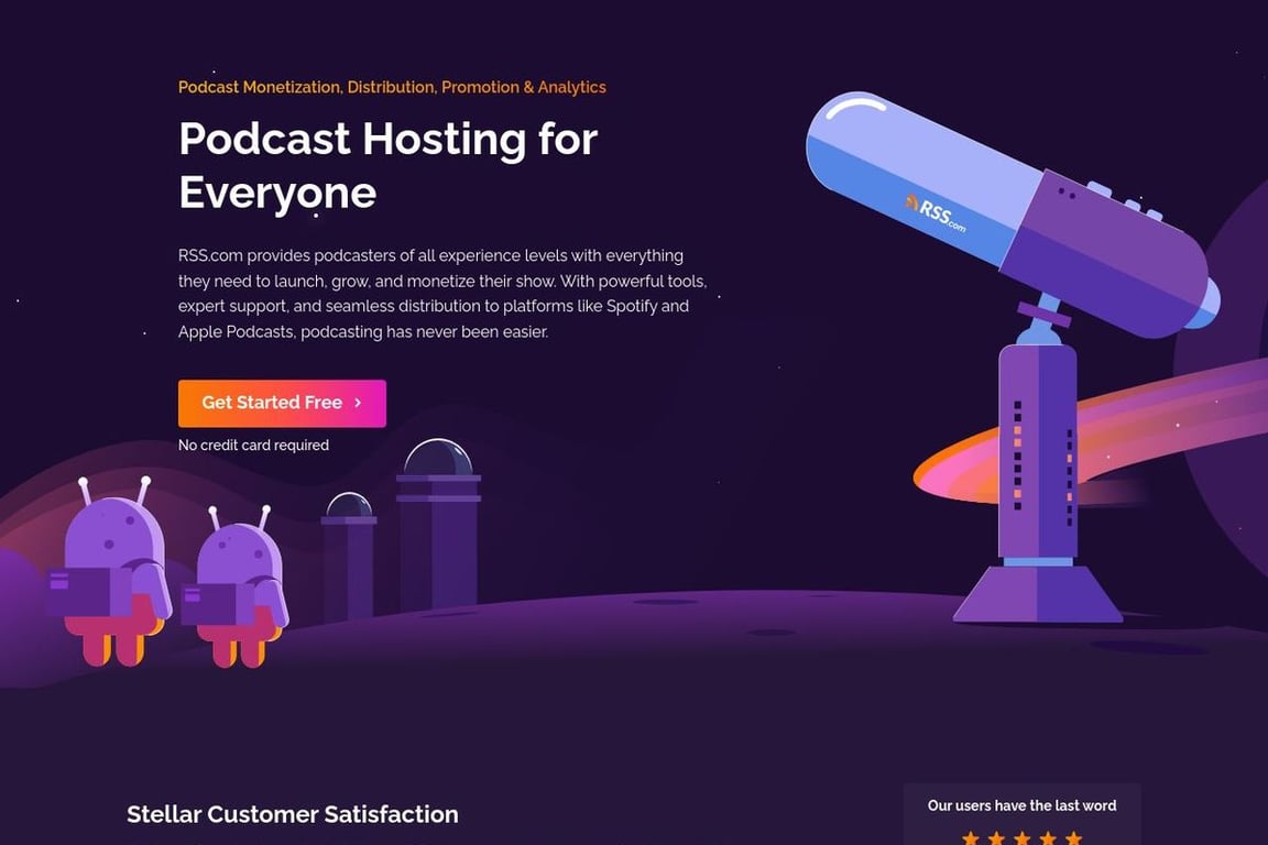 RSS Podcast Hosting homepage