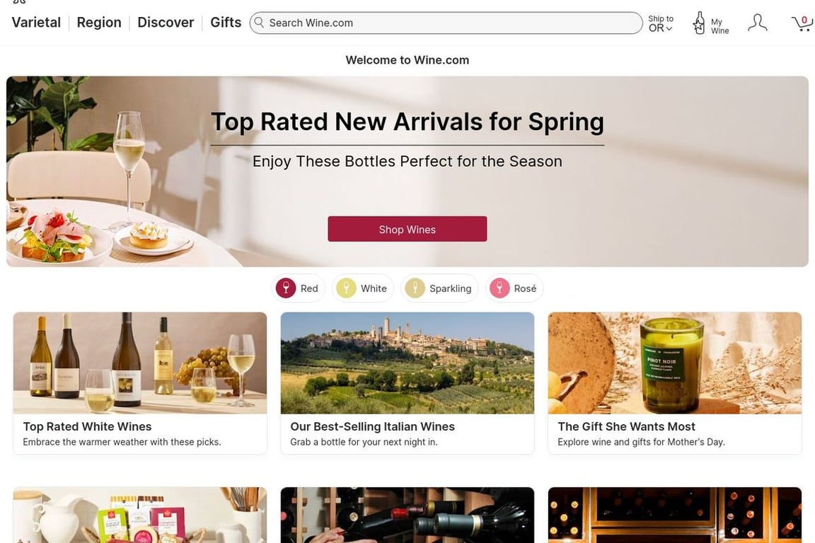 Wine.com homepage