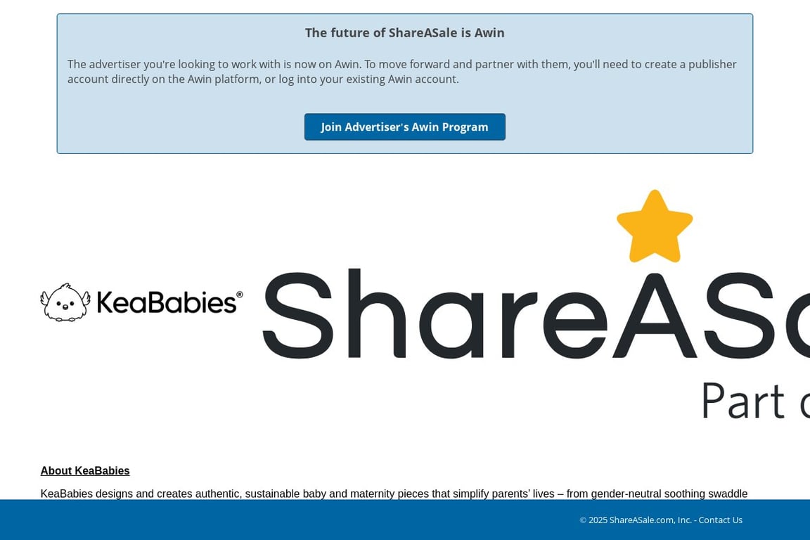 KeaBabies affiliate program signup page