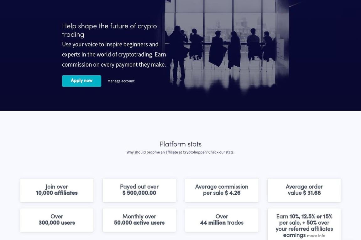 Cryptohopper affiliate program signup page