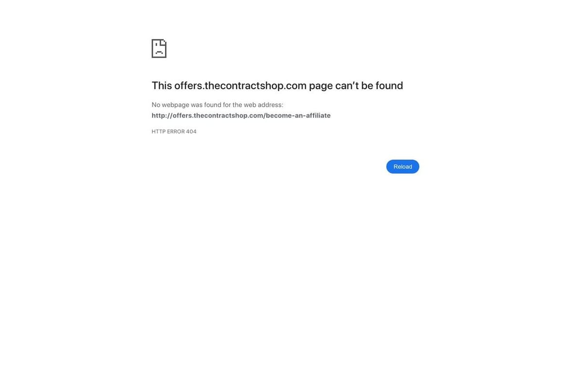 The Contract Shop affiliate program signup page