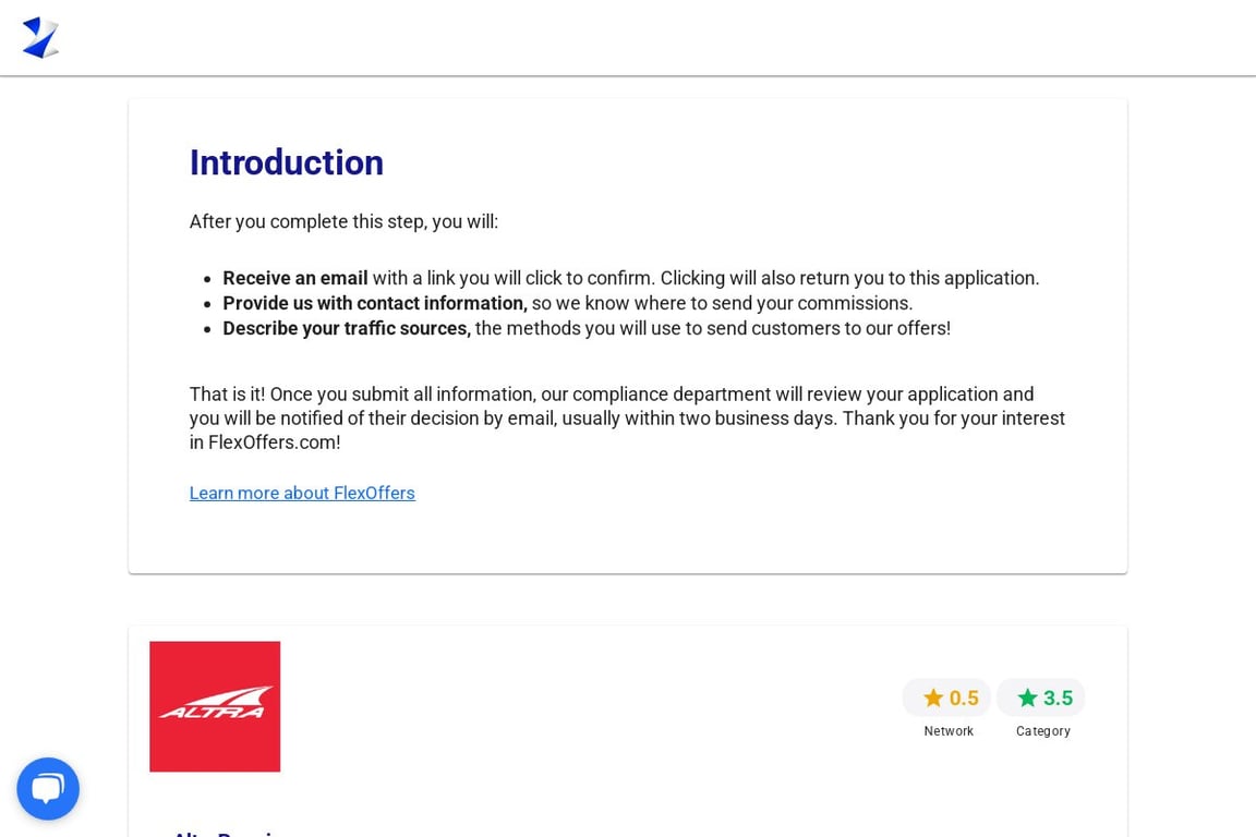 AltraRunning.com affiliate program signup page