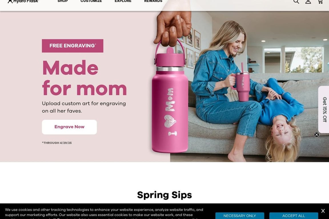 Hydro Flask homepage