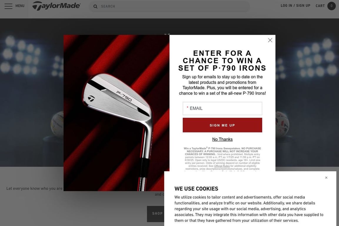 TaylorMade Golf homepage
