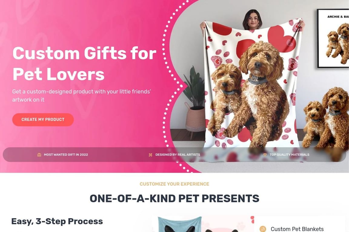 Woof Blankets homepage