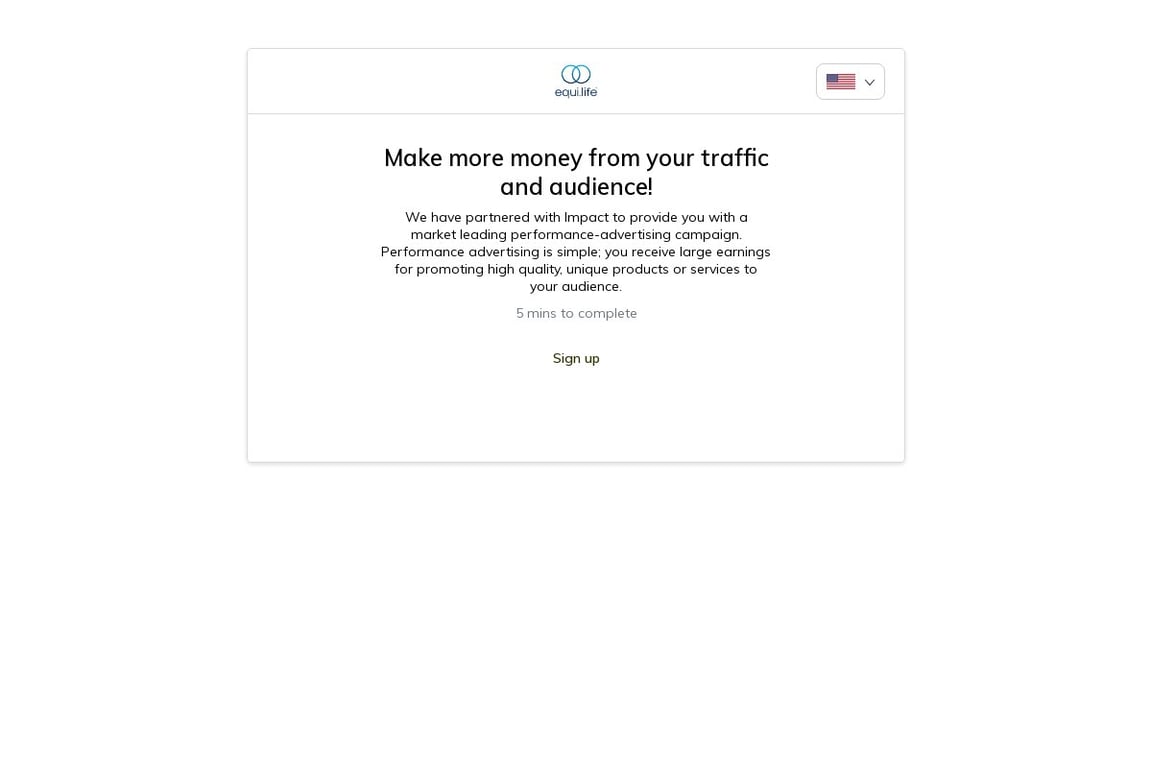 EquiLife Preferred affiliate program signup page