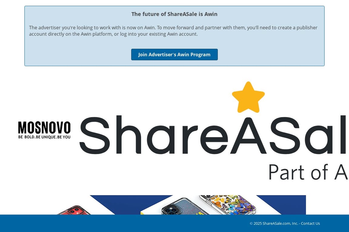 Mosnovo Limted affiliate program signup page