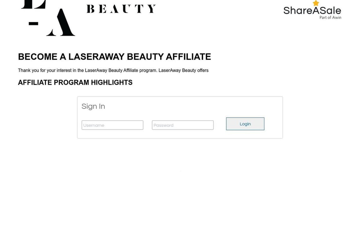 LaserAway affiliate program signup page