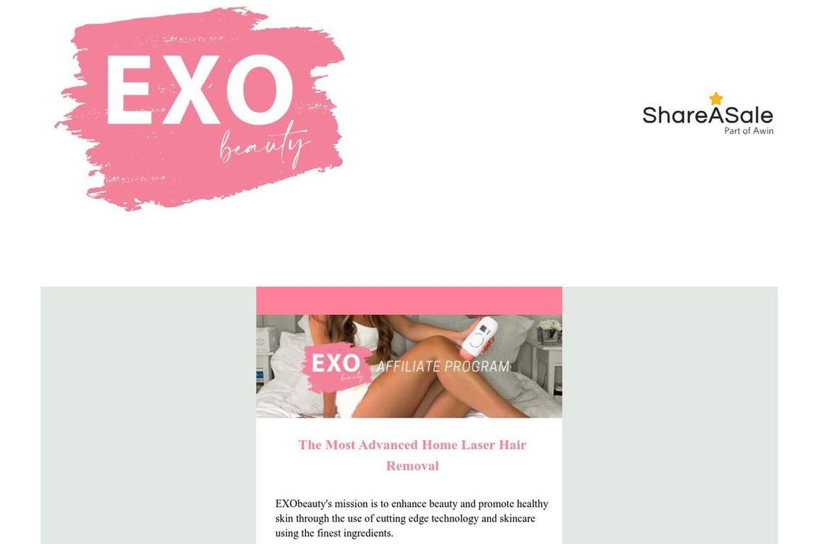 EXO beauty affiliate program signup page