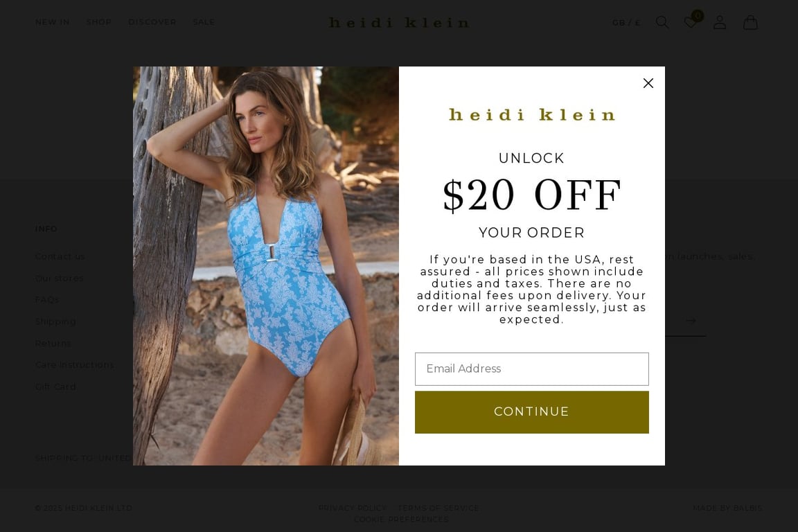 Heidi Klein affiliate program signup page