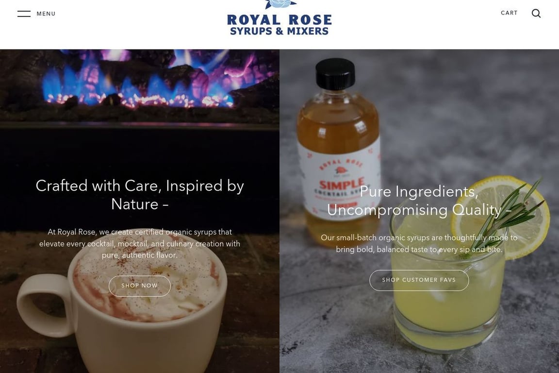 Royal Rose Syrups homepage