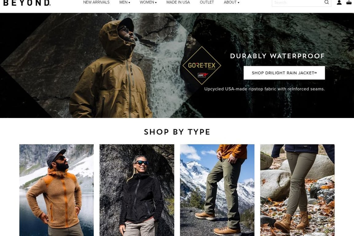 Beyond Clothing homepage