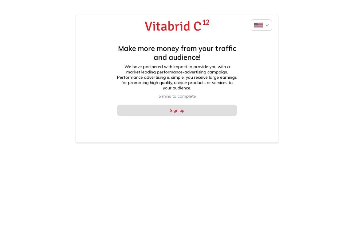 Vitabrid affiliate program signup page