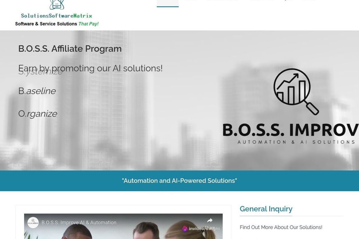 Solutions Software Matrix homepage