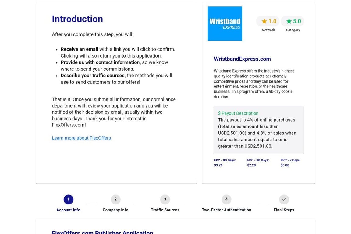 WristbandExpress.com affiliate program signup page