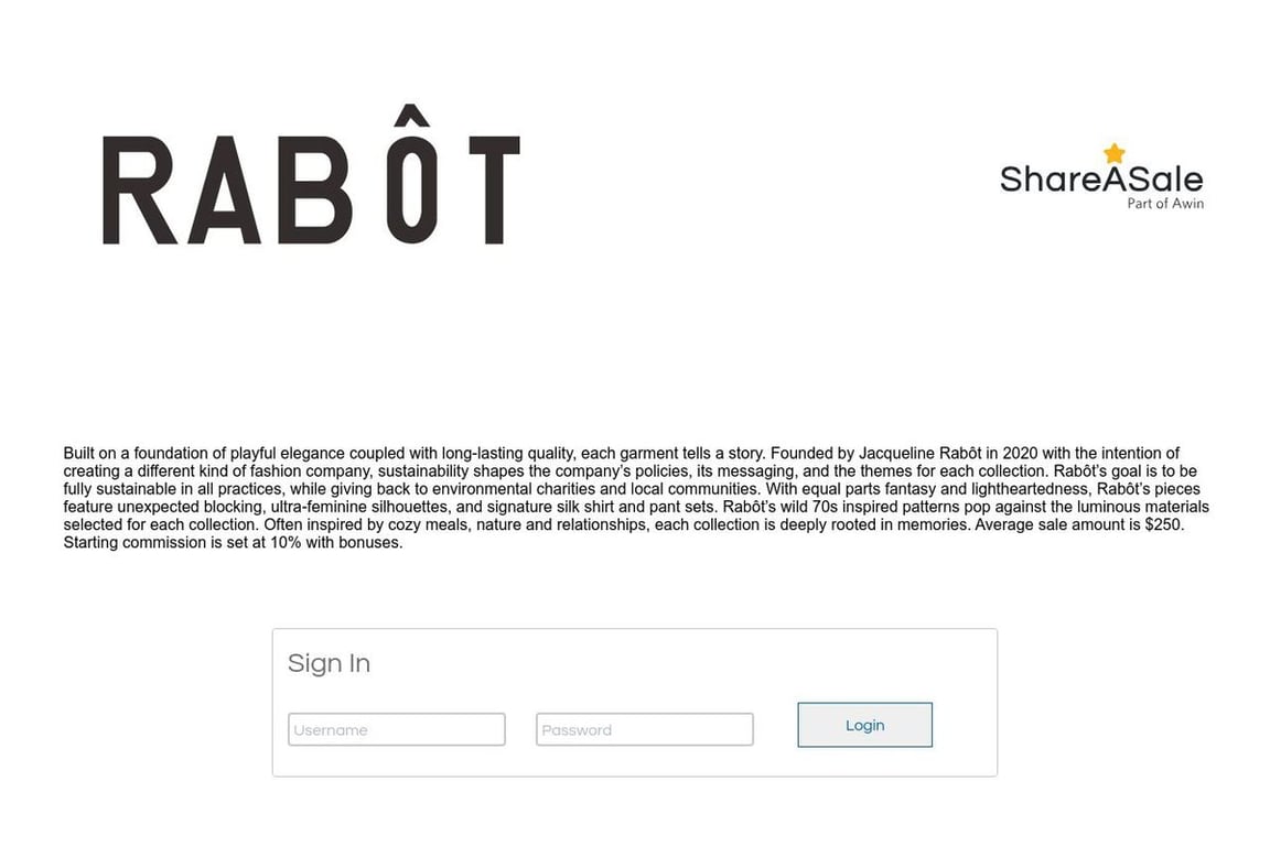 Rabot affiliate program signup page
