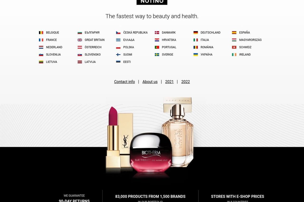 Notino homepage