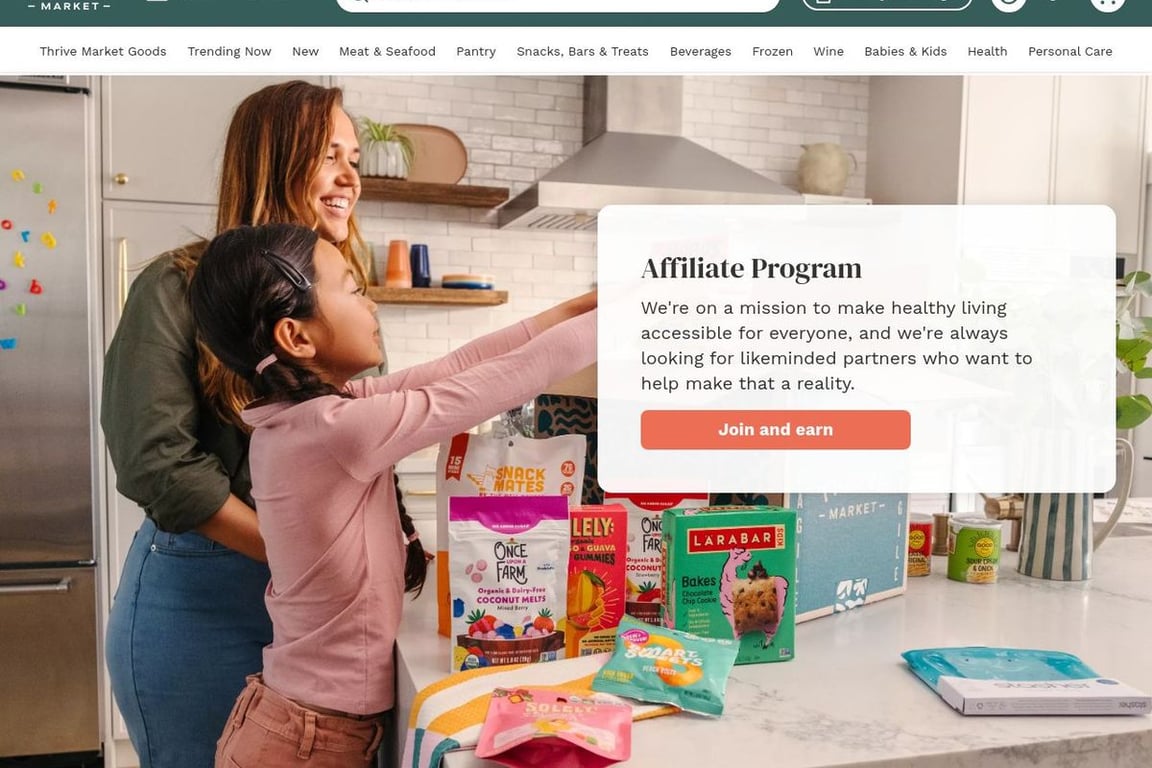 Thrive Market affiliate program signup page