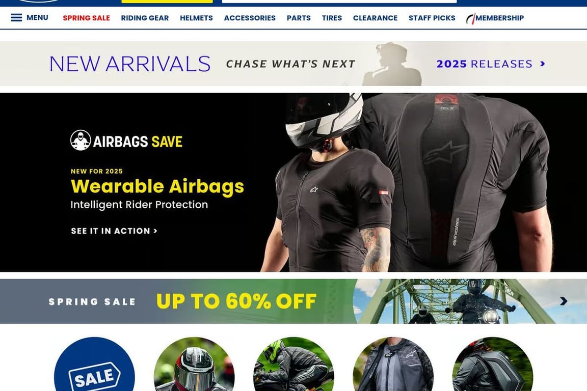 Cycle Gear Direct homepage