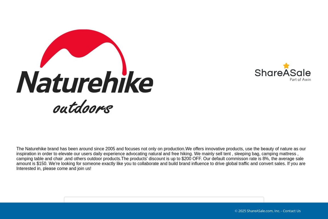 Naturehike affiliate program signup page