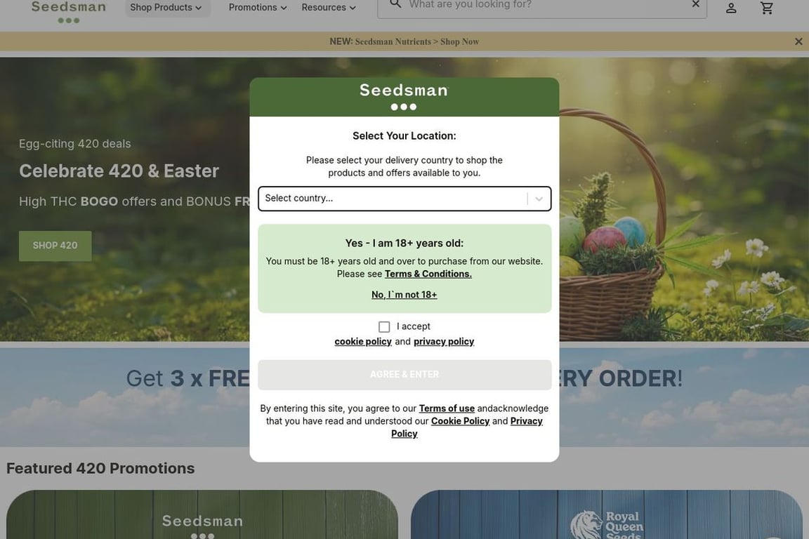 Seedsman homepage