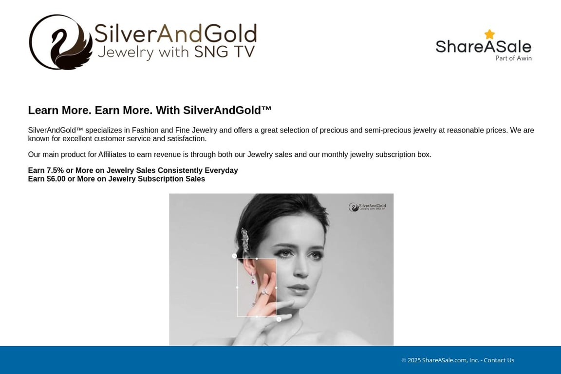 SILVER AND GOLD.COM affiliate program signup page