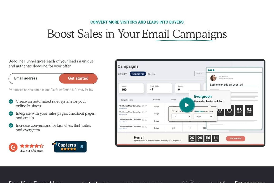 Deadline Funnel homepage