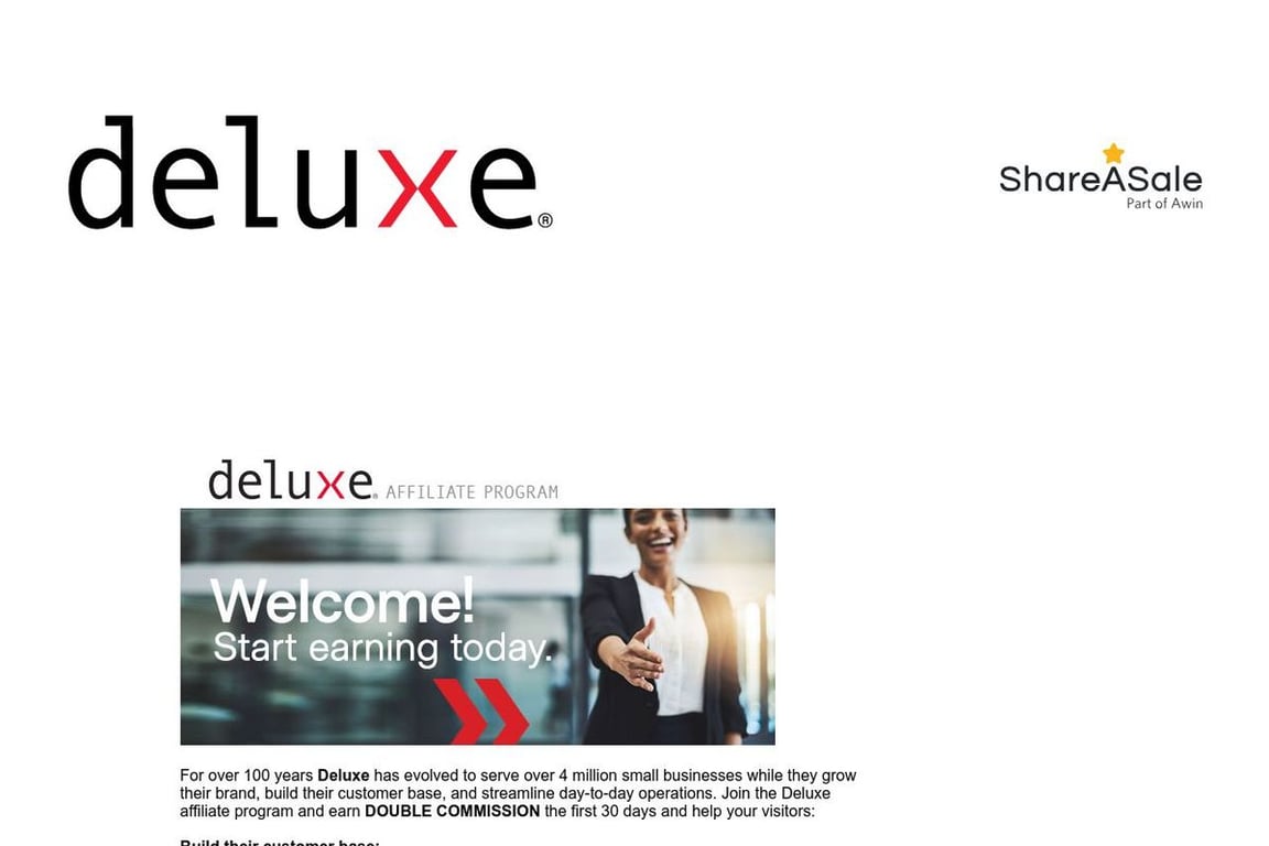 Deluxe affiliate program signup page